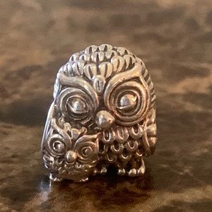 Authentic RETIRED Pandora Charming Owls Charm S925 ALE Sterling Silver